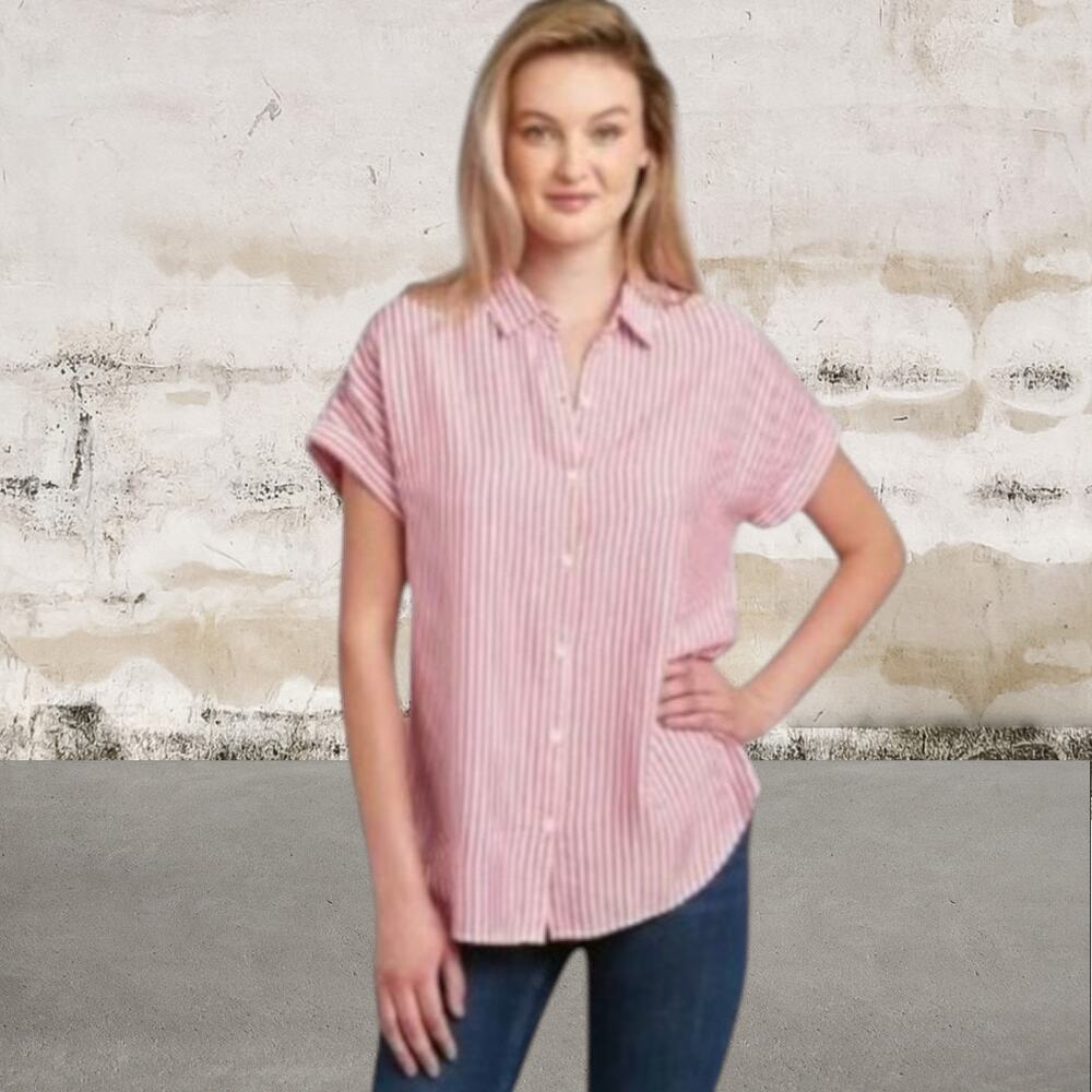 Cosmic Blue Love Ava Button Down Top Size Small